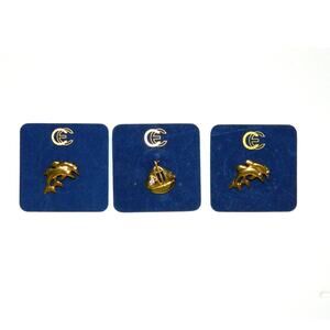 Charmelle 2 Dolphin Pins and 1 Boat Gold Tone Lapel Pins